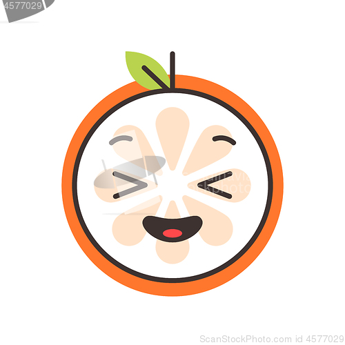 Image of Emoji - enjoy orange with happy smile. Isolated vector.