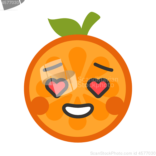 Image of Emoji - orange in love with happy smile. Isolated vector.