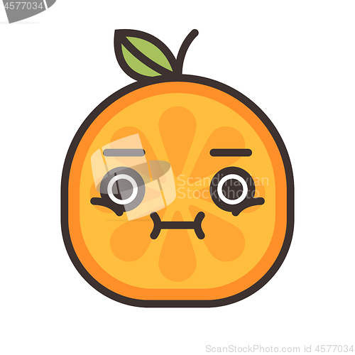 Image of Emoji - no words straight orange smile. Isolated vector.