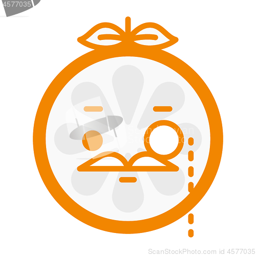 Image of Emoji - gentleman orange smile with mustache and monocle. Isolated vector.