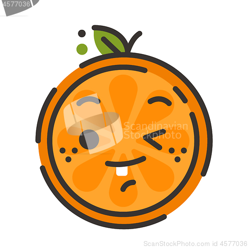 Image of Emoji - winking orange with happy smile. Isolated vector.