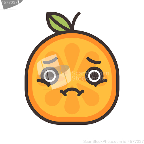 Image of Emoji - sad orange feeling like crying. Isolated vector.