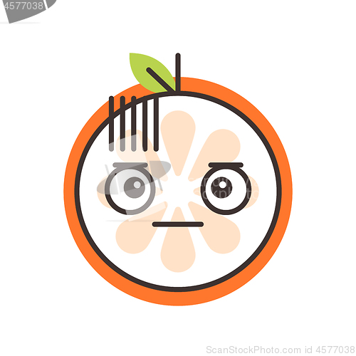 Image of Emoji - no words straight orange smile. Isolated vector.