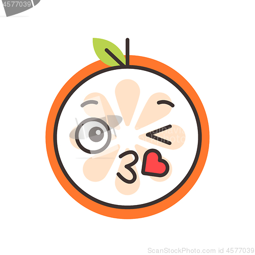 Image of Emoji - kiss orange smile. Isolated vector.