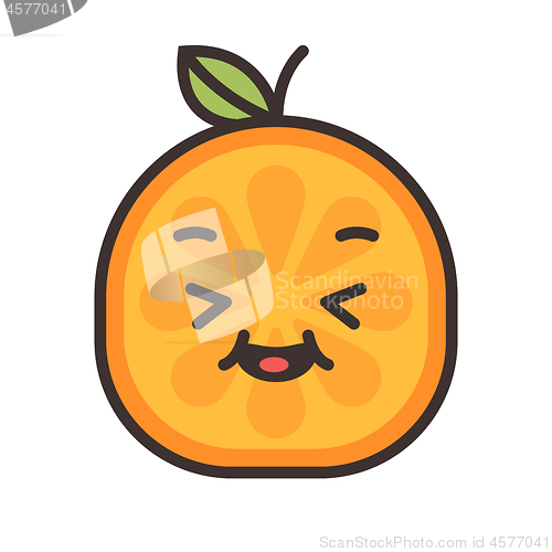 Image of Emoji - enjoy orange with happy smile. Isolated vector.