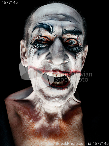 Image of Bloody Halloween theme: crazy maniak face