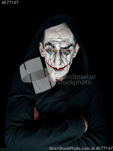 Image of Bloody Halloween theme: crazy maniak face