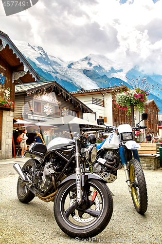 Image of motor bikes on Chamonix street