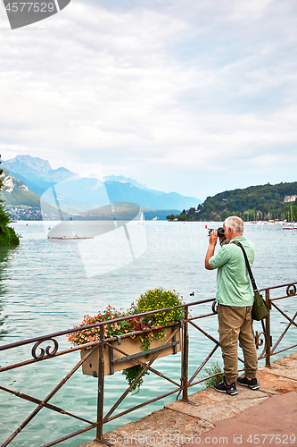 Image of Panoramic view of Lake Annecy in France