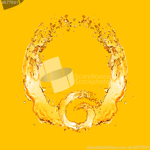 Image of Splashing beer in the shape of glass of arms.