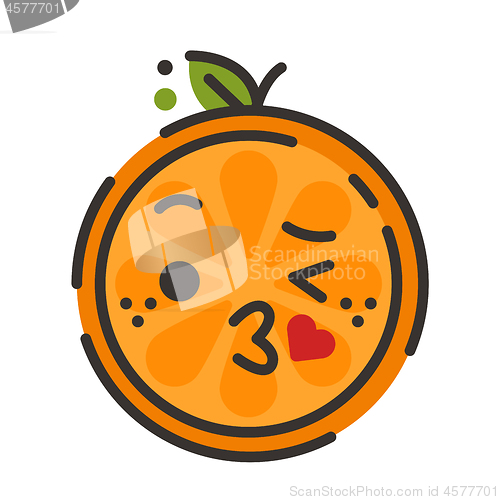 Image of Emoji - kiss orange smile. Isolated vector.