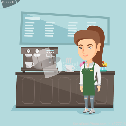 Image of Barista standing near coffee machine.