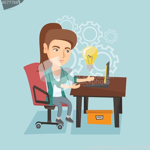 Image of Woman working on a laptop on a new business idea.