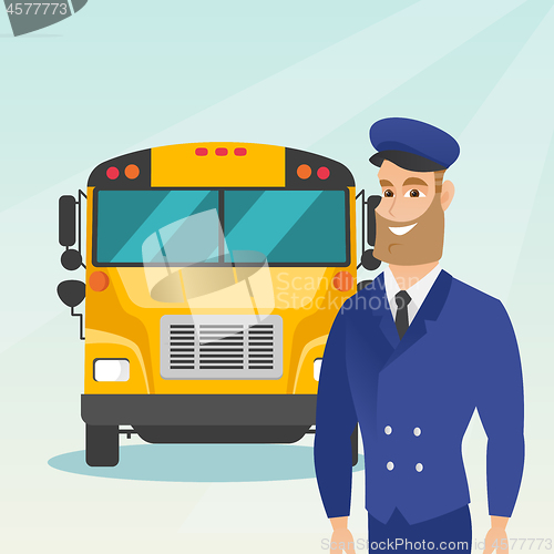 Image of Young caucasian school bus driver.