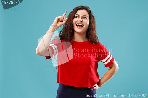 Image of Young serious thoughtful business woman. Doubt concept.