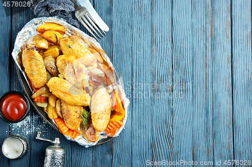 Image of potato with chicken wings