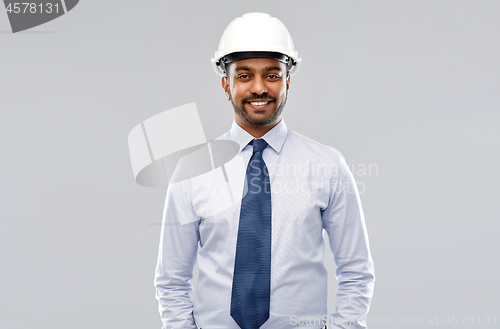 Image of indian architect or businessman in helmet