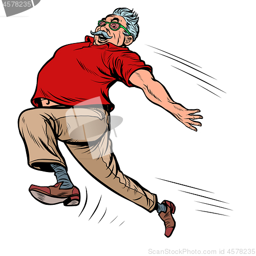 Image of old man grandpa runs