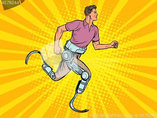Image of disabled man running with legs prostheses