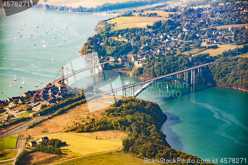 Image of Aerial view over the Rance river and bridges