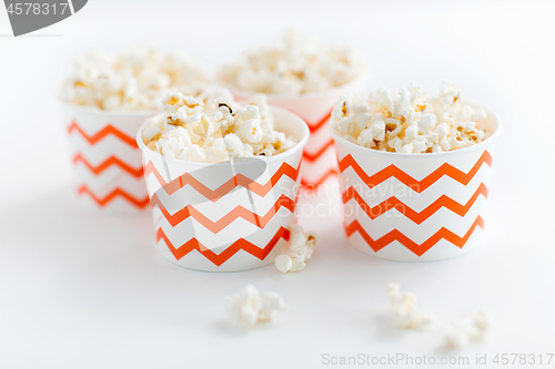 Image of close up of popcorn in disposable paper cups