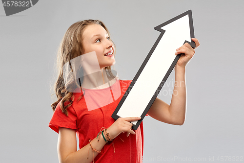 Image of teenage girl with arrow shows north east direction