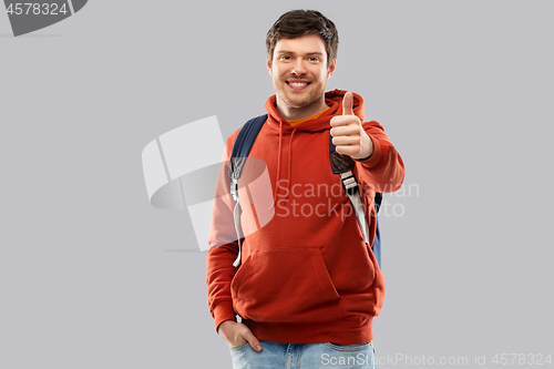 Image of young man or student with school bag or backpack