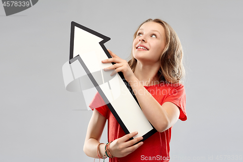 Image of teenage girl with arrow shows north west direction