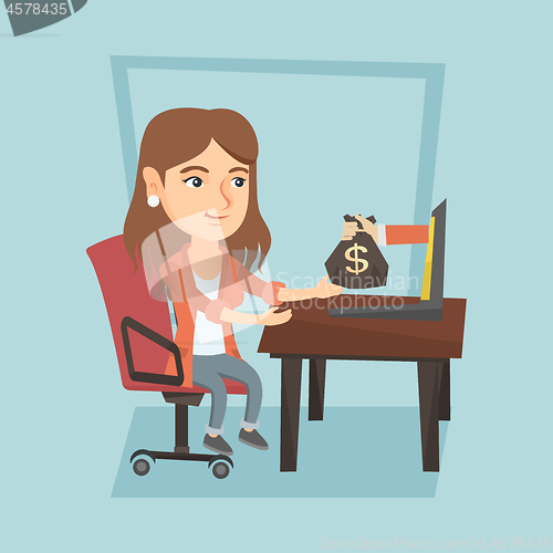 Image of Business woman earning money from online business.