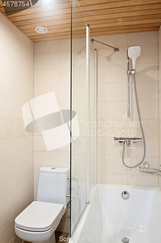 Image of Fragment with shower in luxury apartment