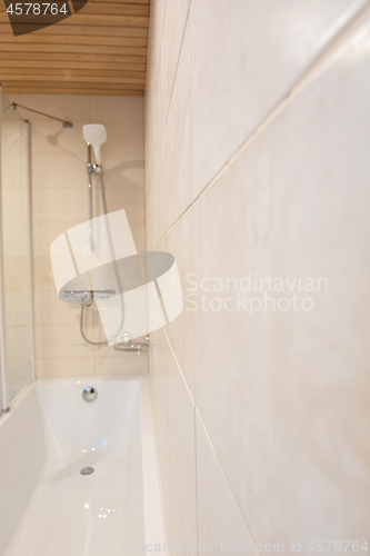 Image of Blurred bathroom interior background in luxury apartment