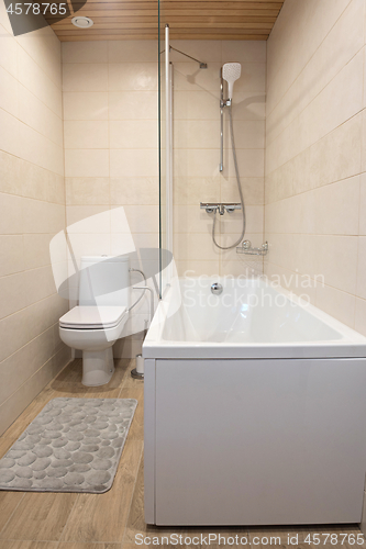 Image of Fragment with shower in luxury apartment