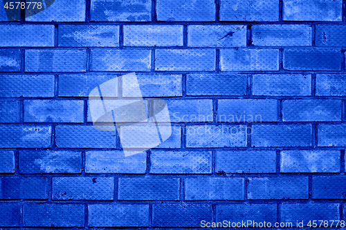 Image of Background of brick wall pattern texture. Blue toned.