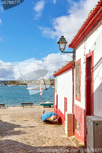 Image of Beautiful narrow street of potuguese fisherman village Alvor in 