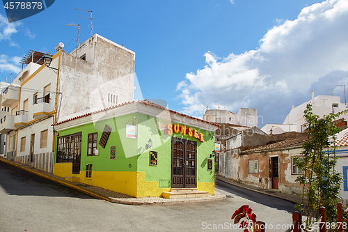 Image of Beautiful narrow street of potuguese fisherman village Alvor in 