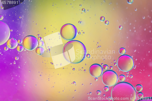 Image of Defocused multicolored abstract background picture made with oil, water and soap