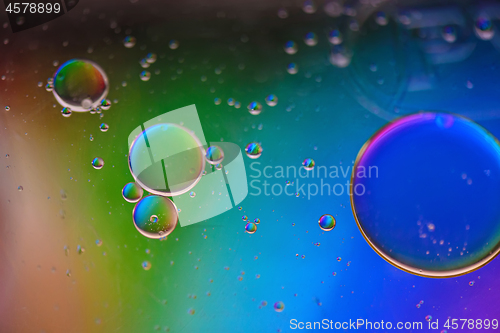 Image of Rainbow abstract defocused background picture made with oil, water and soap