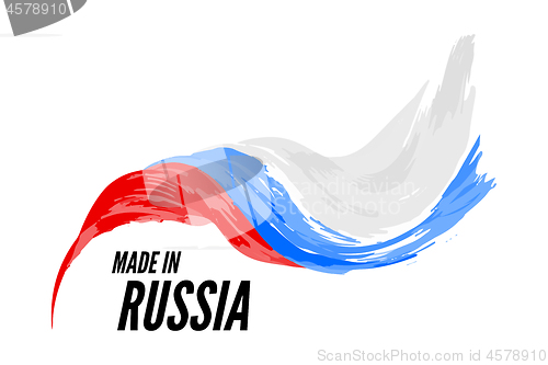 Image of The flag of Russia with the inscription is made in Russia. Vector illustration on a white background