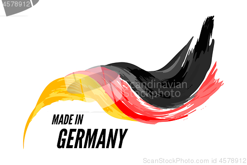 Image of The flag of Germany with the inscription is made in Germany. Vector illustration on a white background