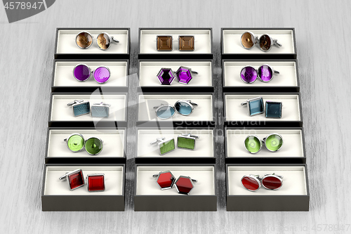 Image of Group of different cufflinks