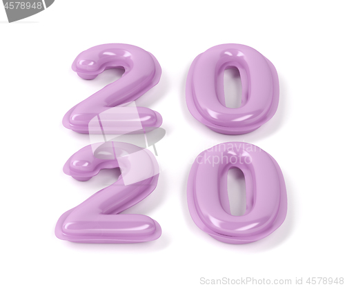Image of Happy new year 2020 with pink balloons