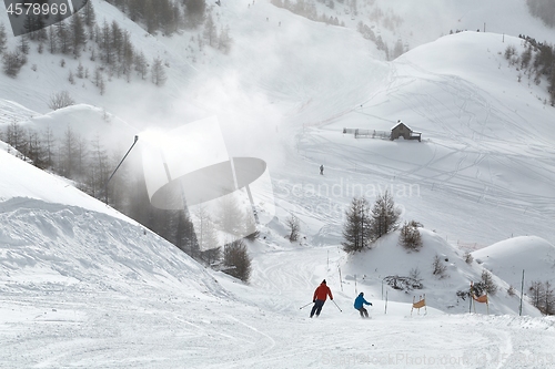 Image of Skiing slopes from the top