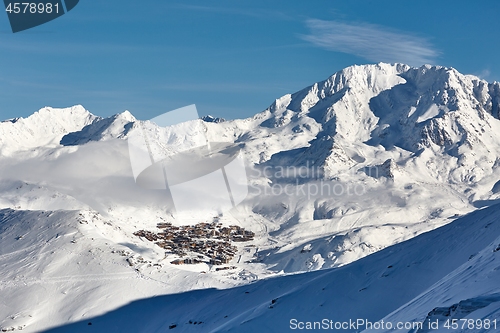 Image of Val Thorens ski resort in the distance