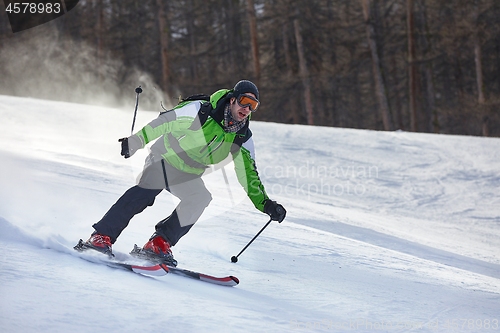 Image of Skiing in the winter snowy slopes