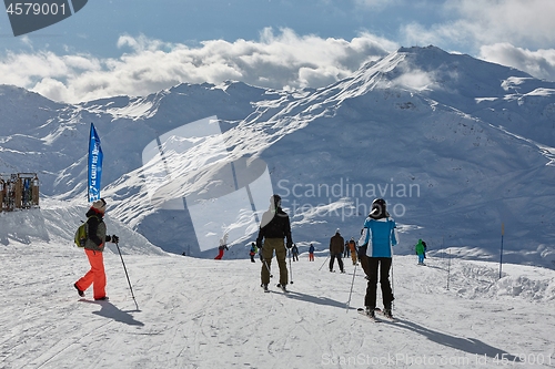 Image of Skiing slopes with skiers