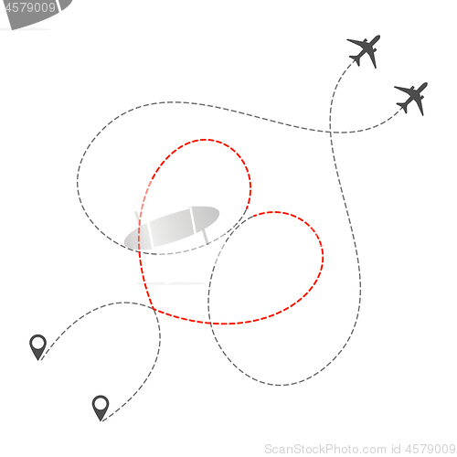 Image of Dotted Heart Airplanes Route