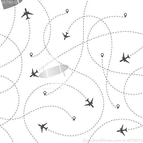 Image of Seamless Pattern Airplanes Routes