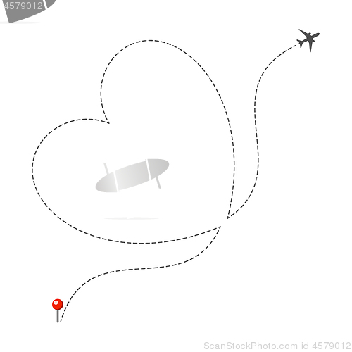 Image of Dotted Heart Airplane Route