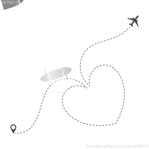 Image of Dotted Heart Airplane Route