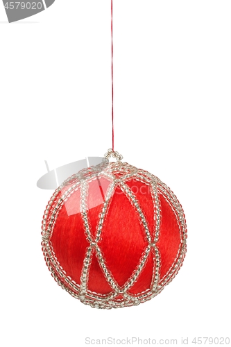 Image of Red Christmas bauble on white